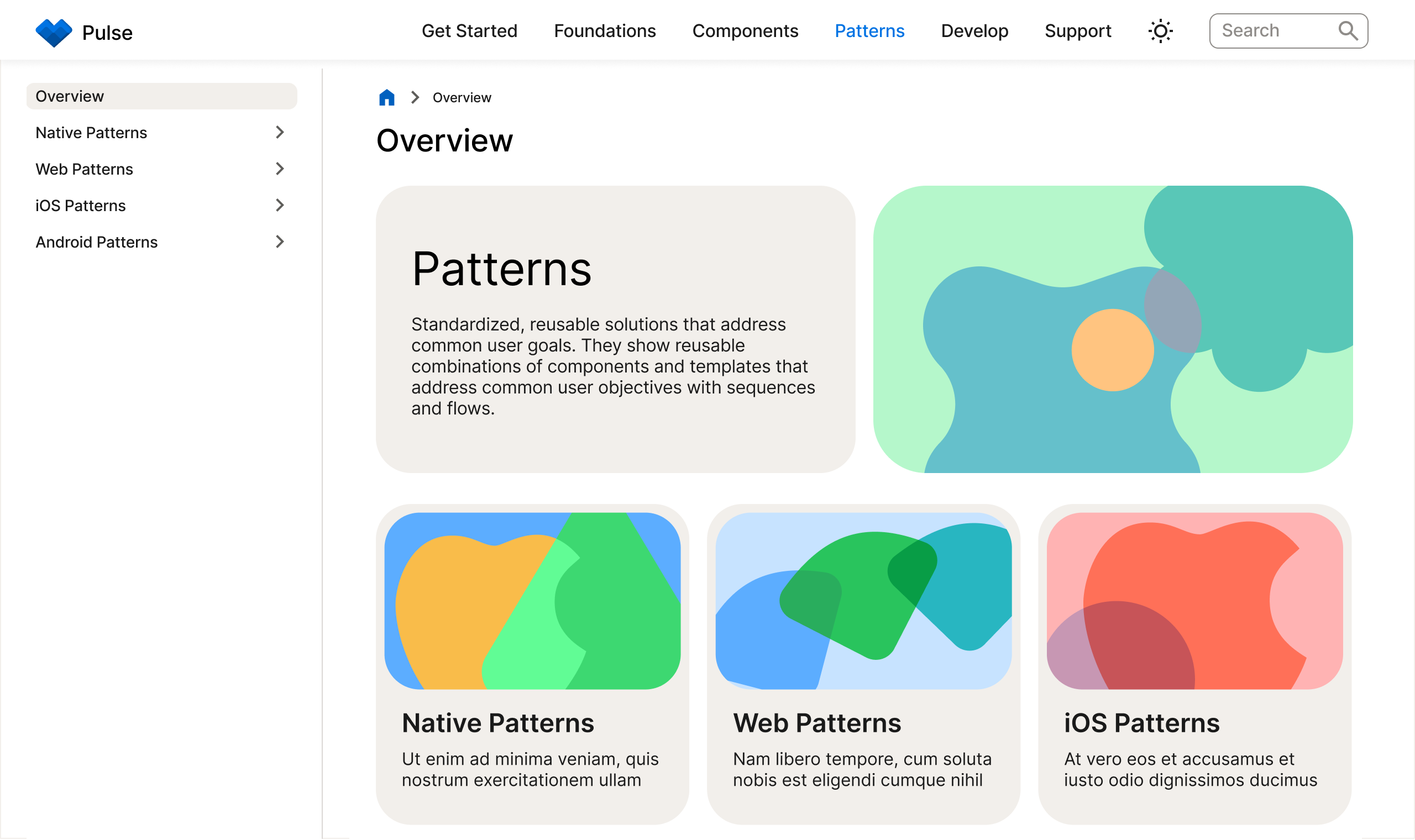 Patterns page design