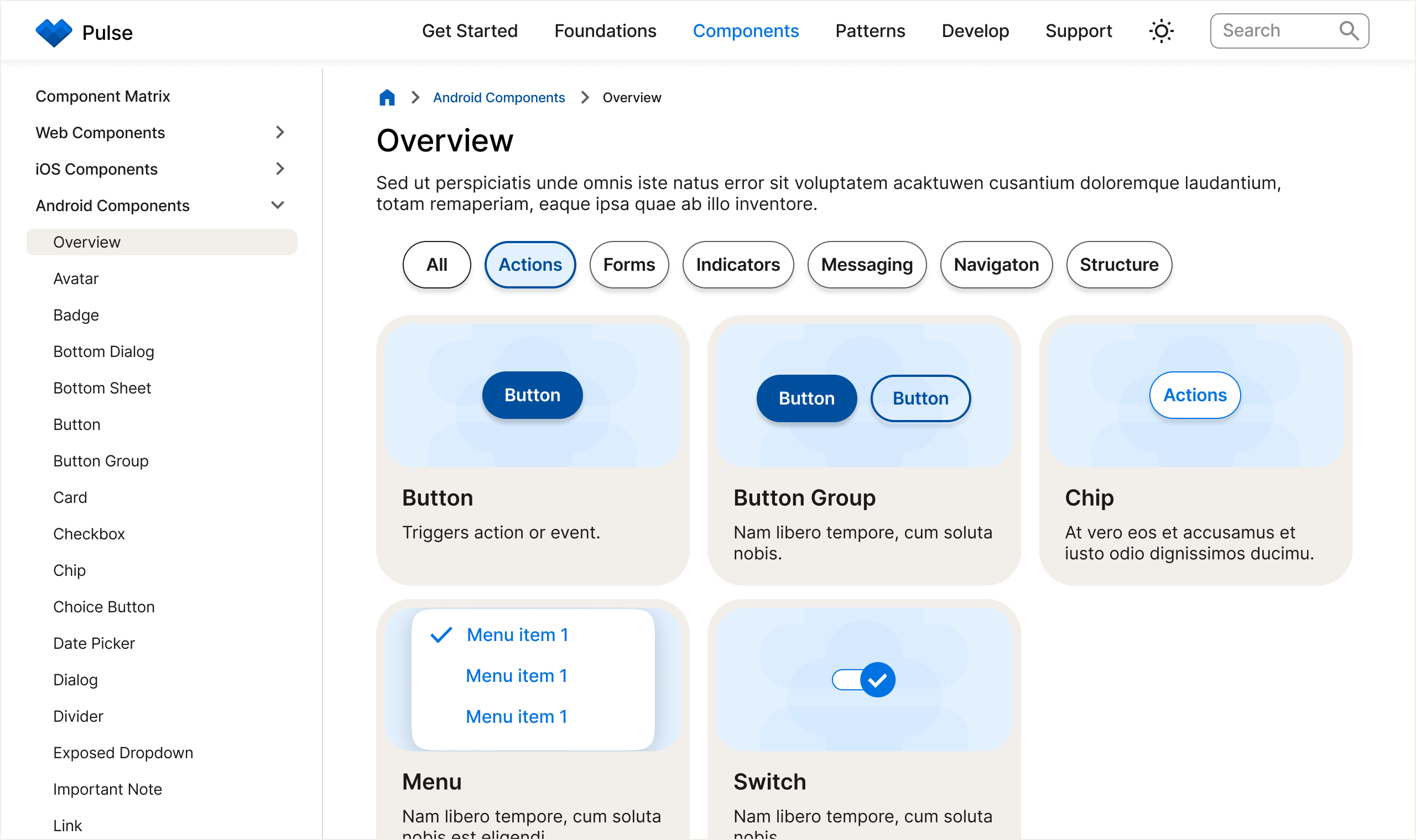 Components sortable page design