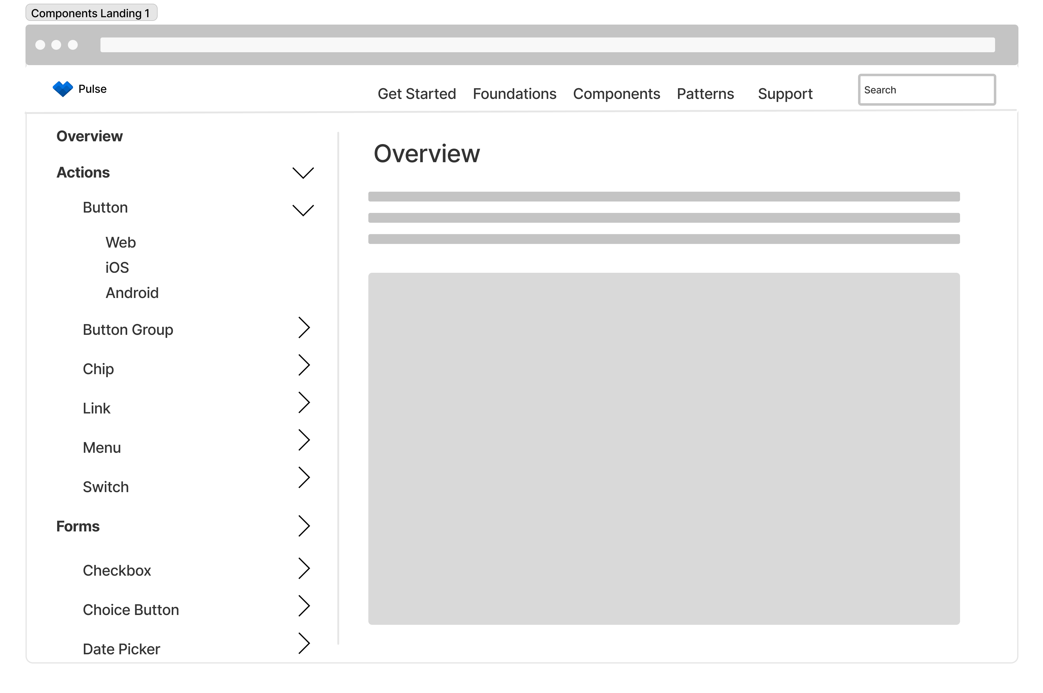 Component landing wireframe flow 1