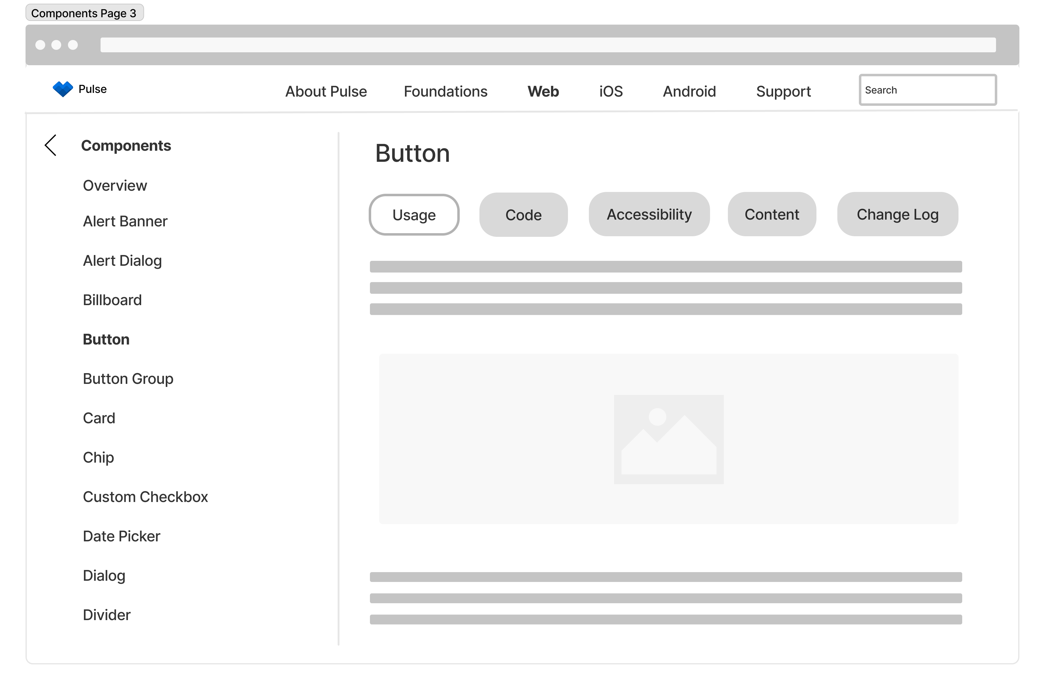 Component page wireframe flow 3