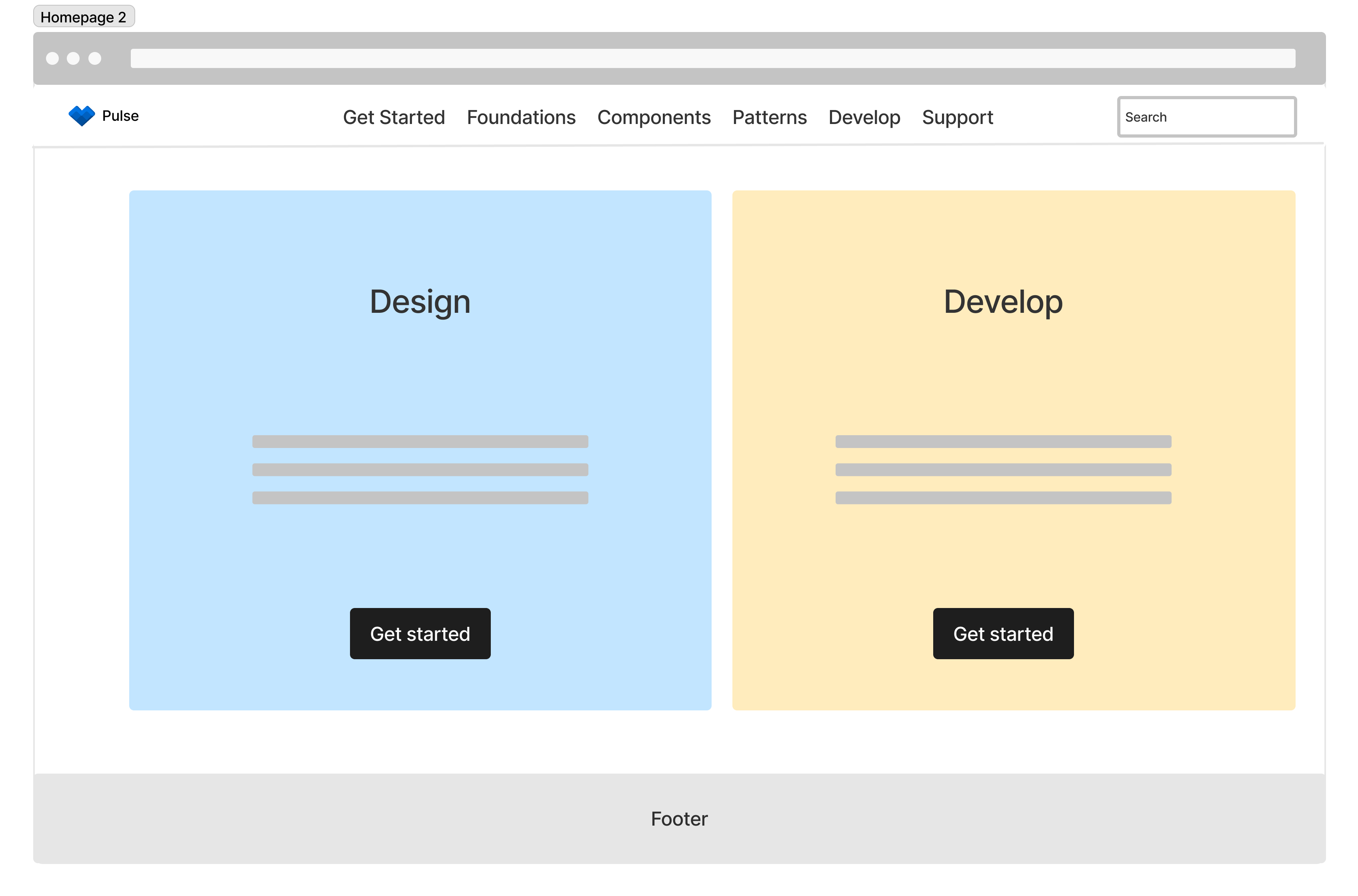 Homepage wireframe flow 2