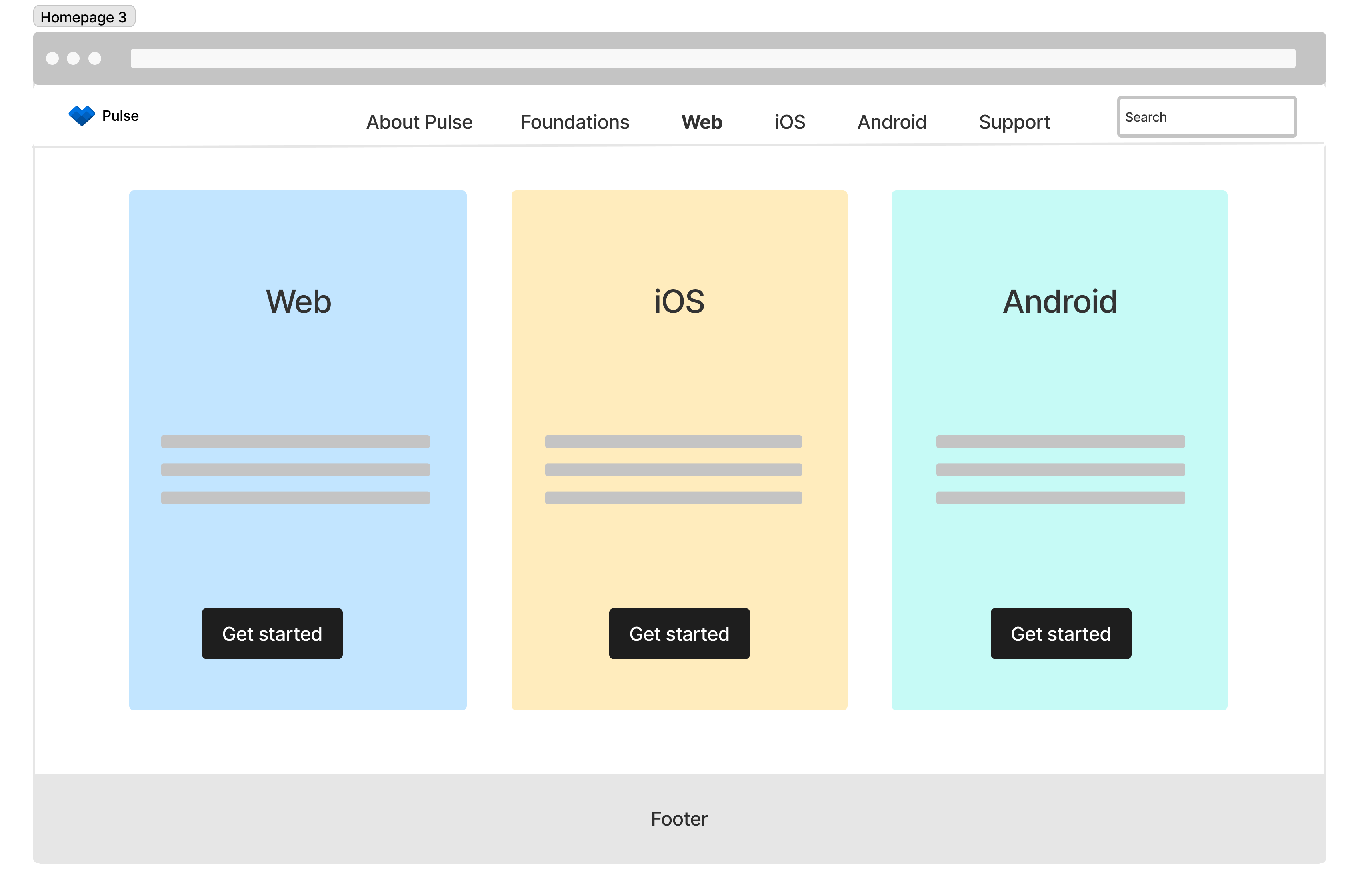 Homepage wireframe flow 3