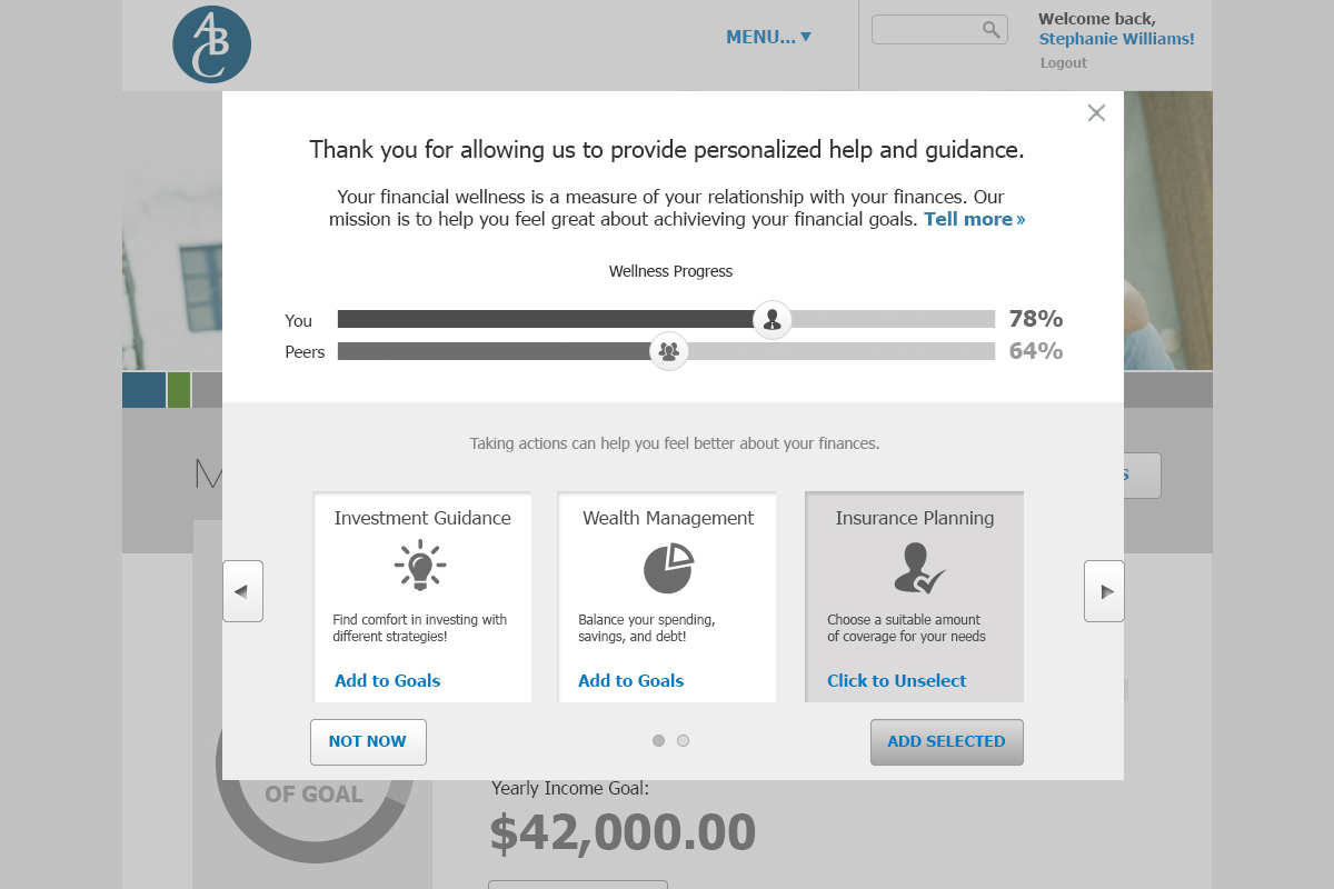 Financial Wellness Popup